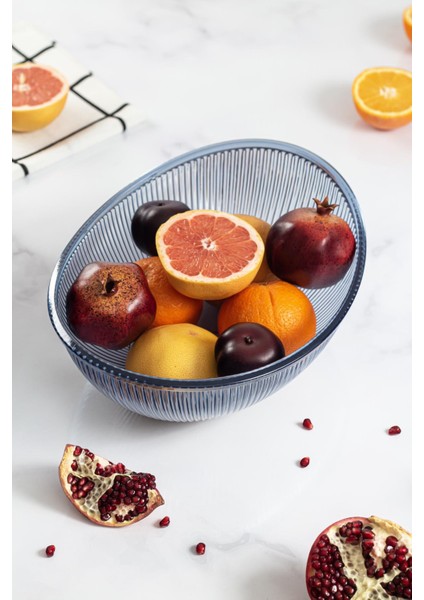 Akrilik Barok Lacivert Büyük Oval Meyve & Salata Kasesi & Karıştırma Kabı / 3,3 Lt (Cam Değildir) indirimleri