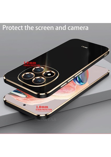 Xiaomi Redmi Note 14 Pro 4g Kılıf Kamera Korumalı Parlak Gold Kenarlı Altın Işlemeli Şeritli Yumuşak Silikon Bark Kapak fırsatları