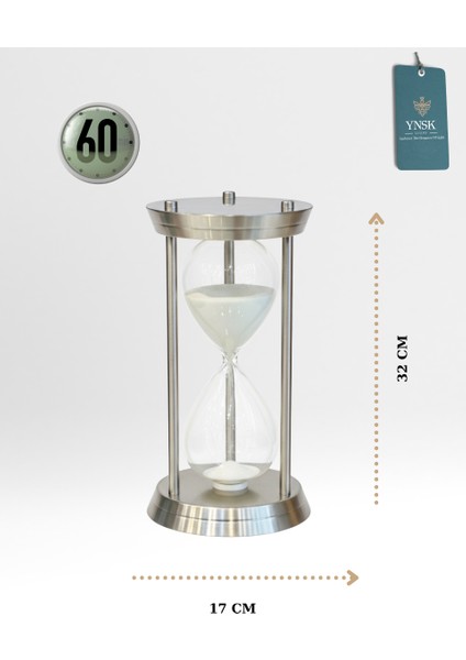 Roma Sütunu Tasarımlı Dekoratif Kum Saati – 60 Dk Zaman Ölçer Metal Gövde (32X17 Cm) Gümüş fiyatları