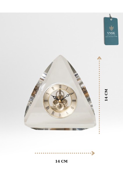 Kristal Üçgen Dekoratif Çarklı Masa Saati – Lüks Ev ve Ofis Hediyelik Obje modelleri