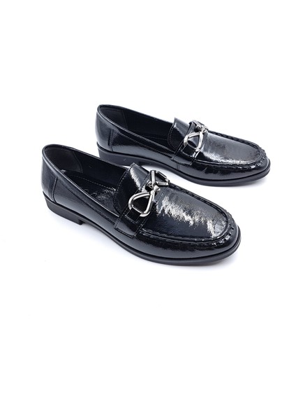 T6090 Siyah Rugan Kadın Loafer Ayakkabı