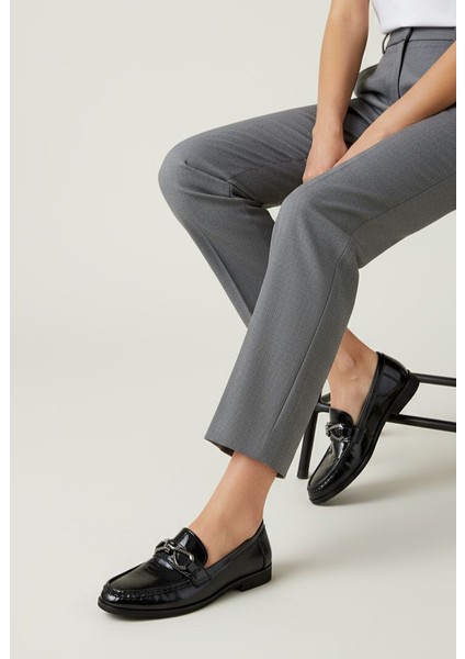 T6090 Siyah Rugan Kadın Loafer Ayakkabı