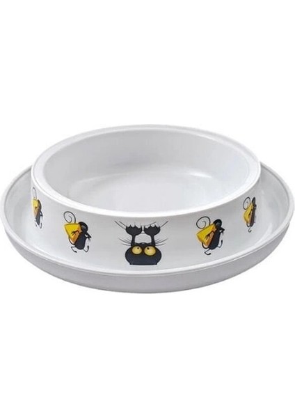 Kedi ve Fare Desenli Kedi Mama ve Su Kabı 210 ml