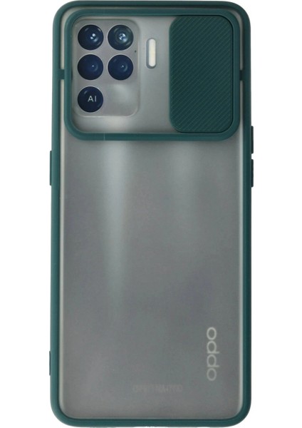 Ieg Oppo Reno 5 Lite Kılıf Palm Buzlu Kamera Sürgülü Silikon - Yeşil