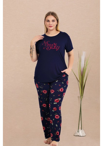 Lady Lacivert Büyük Beden Bayan Pijama Takımı fiyatları