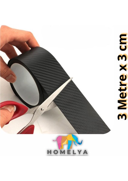 Karbon Fiber Araç Koruma Seti – 3m Bant - 4 Adet Tampon Köşe Koruyucu - Hediye Kapı Kolu Çizik Önleyici