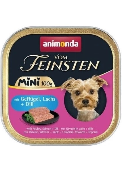 Vom Feinsten Kümes Hayvanlı ve Somonlu Mini Irk Yetişkin Köpek Konservesi 1 Adet 100 gr