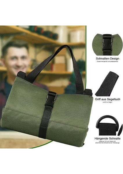 -Katlanabilir Çok Gözlü Araba, Ev Alet Çantası – Su Geçirmez - Dayanıklı Kumaş - Taşınabilir - Haki Yeşil Renk