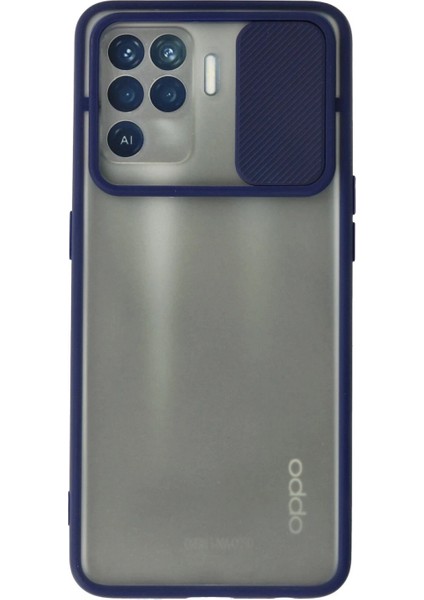 Ieg Oppo Reno 5 Lite Kılıf Palm Buzlu Kamera Sürgülü Silikon - Lacivert