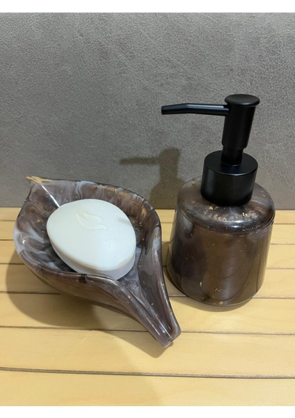El Yapımı Kahverengi Epoksi Sabunluk Seti – Sıvı Sabunluk ve Sabun Tabağı,şık Tasarım, Ev Aksesuar fırsatları