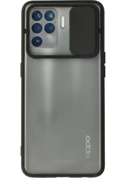 Ieg Oppo Reno 5 Lite Kılıf Palm Buzlu Kamera Sürgülü Silikon - Siyah