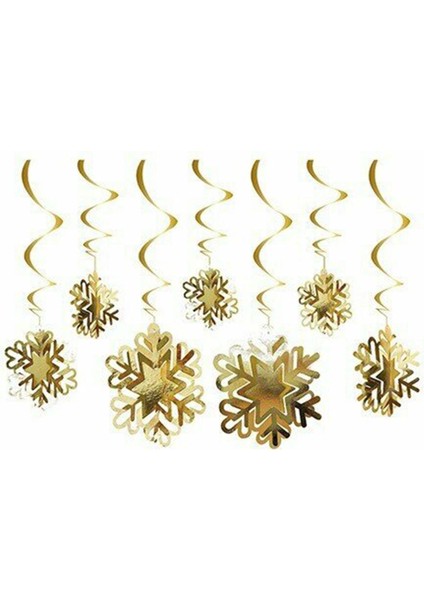 10 Adet 3D Kartanesi Tasarımlı Tavan Sarkıt Süs Gold Parti Süsü