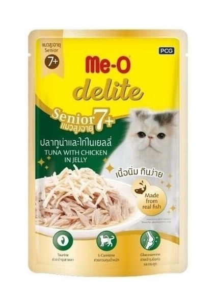 Meo Delite Palamut ve Ton Balıklı Pouch Yaşlı Konserve Kedi Maması 70 gr