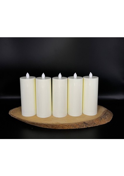 5 Adet 15 cm Krem Renk Batom LED Mum Çap 6 cm fiyatları