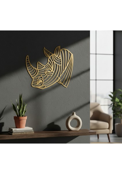 Gergedan Başı Çerçevesiz Dekoratif Ahşap Tablo