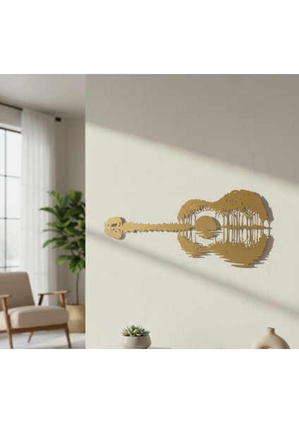 Gitar Günbatımı Çerçevesiz Dekoratif Ahşap Tablo modelleri