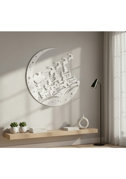 Yeni Yıl Çerçevesiz Dekoratif Ahşap Tablo