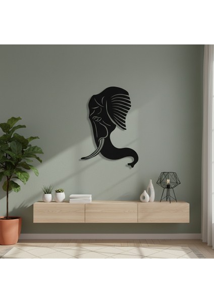 Fil Başı Çerçevesiz Dekoratif Ahşap Tablo