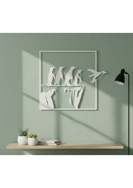 Uçan Penguen Çerçevesiz Dekoratif Ahşap Tablo