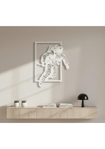 Astronot Çerçevesiz Dekoratif Ahşap Tablo