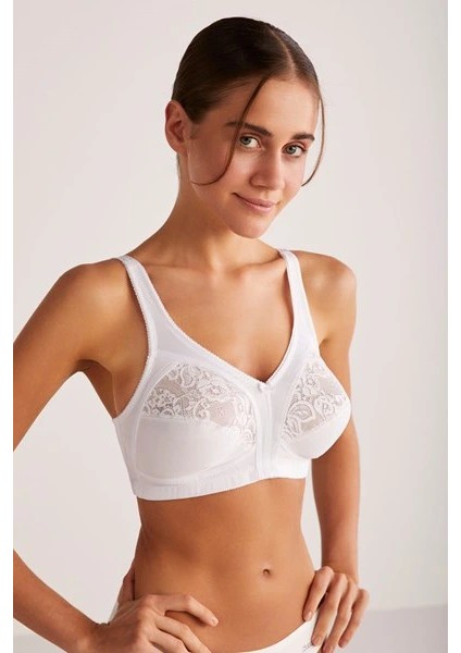 Kadın Barbara Telsiz ve Kapsız Toparlayıcı Beyaz Sütyen