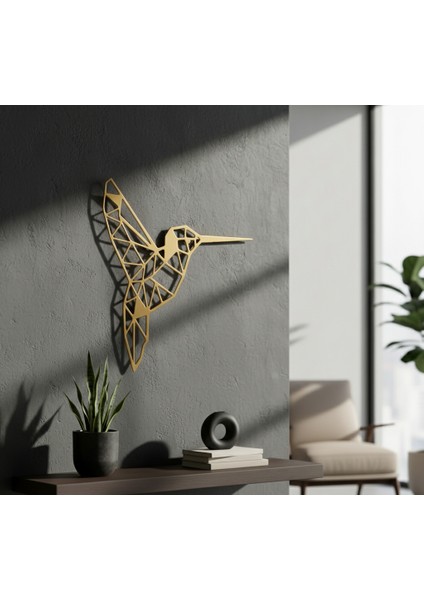 Geometrik Kuş Çerçevesiz Dekoratif Ahşap Tablo