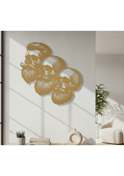 Üç Kafatası Çerçevesiz Dekoratif Ahşap Tablo