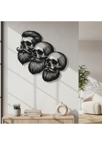Üç Kafatası Çerçevesiz Dekoratif Ahşap Tablo modelleri