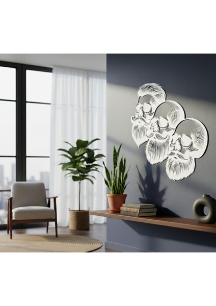 Üç Kafatası Çerçevesiz Dekoratif Ahşap Tablo