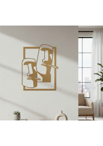 Moai Çerçevesiz Dekoratif Ahşap Tablo