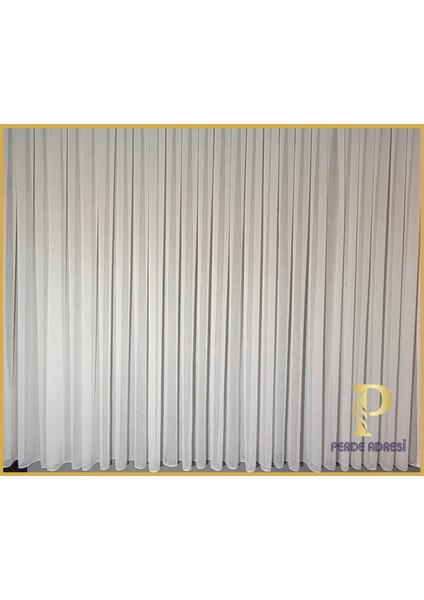 Perde Adresi 3x Pileli Bambu Tül Perde, Ütü Gerektirmez Kırışmaz, Kornişe Asmaya Hazır, Evinizin Hak Ettiği Şık Havalı Fikse Kırık Beyaz Tül Perde, En ve Boy Seçiminize Özel Kesim ve Dikim Tül Perde