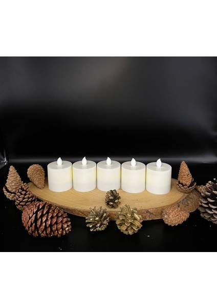 5 Adet 6 cm Krem Renk Batom LED Mum Çap 6 cm fiyatları