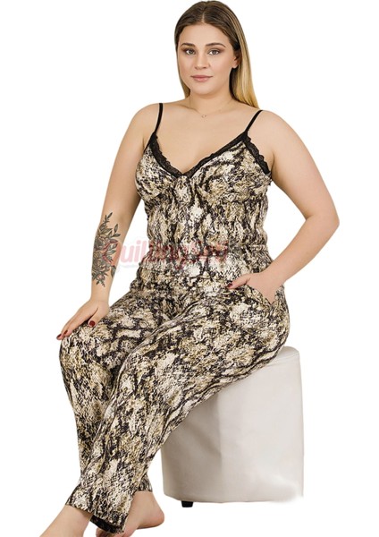 Lady Siyah Renk ve Desenli Kadın Askılı Kol Büyük Beden Anne Pijama Takımı fiyatları