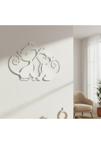 Tatlı Kediler Çerçevesiz Dekoratif Ahşap Tablo