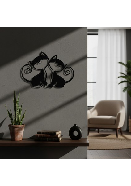 Tatlı Kediler Çerçevesiz Dekoratif Ahşap Tablo