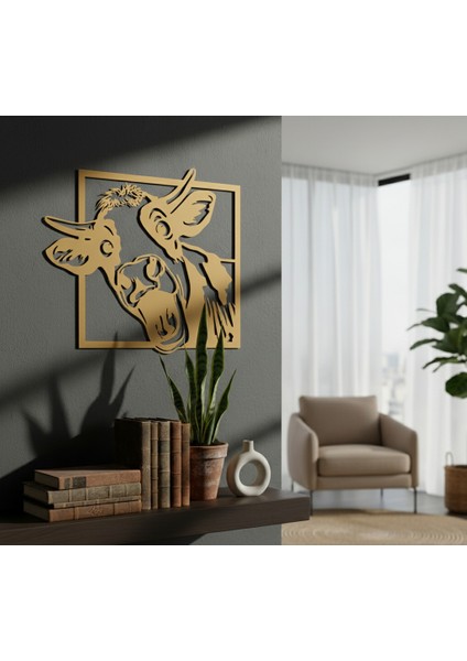 Neşeli Inek Çerçevesiz Dekoratif Ahşap Tablo fırsatları