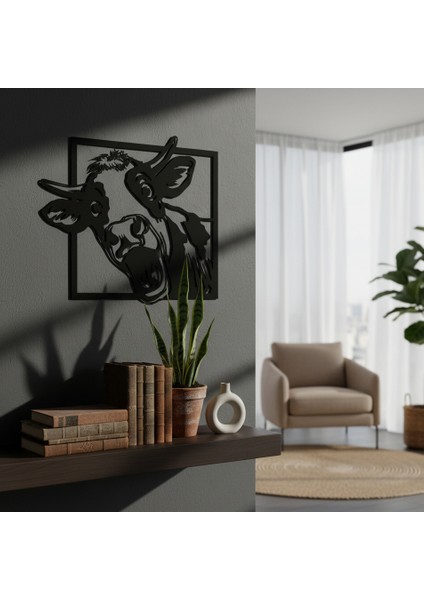 Neşeli Inek Çerçevesiz Dekoratif Ahşap Tablo
