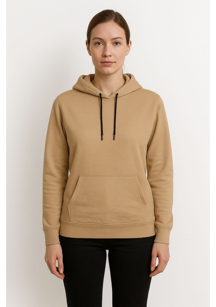 Unisex Bej Kapüşonlu Sweatshirt – Rahat Kalıp, Yumuşak Kumaş, Kanguru Cepli, Günlük & Spor Kullanım fiyatları
