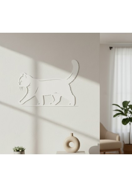 Kedi Çerçevesiz Dekoratif Ahşap Tablo