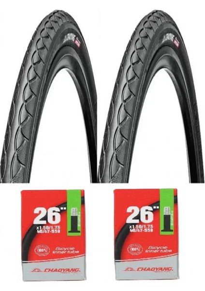 Chaoyang 26 Jant 26X1.75 Bisiklet Dış Lastiği Yol Tipi H-460 x 2 Adet + Iç Lastik ve Dış Lastik Seti