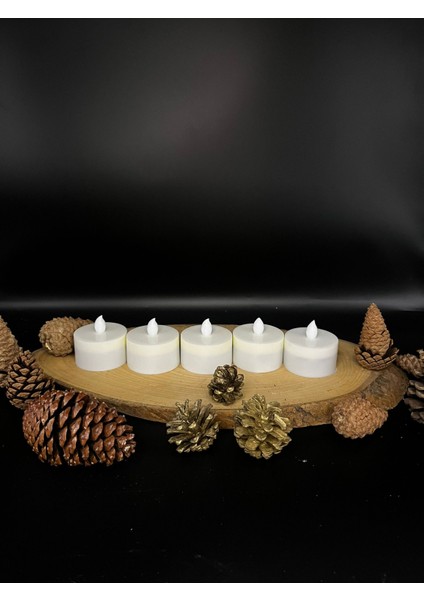 5 Adet 4 cm Krem Renk Batom LED Mum Çap 6 cm fiyatları