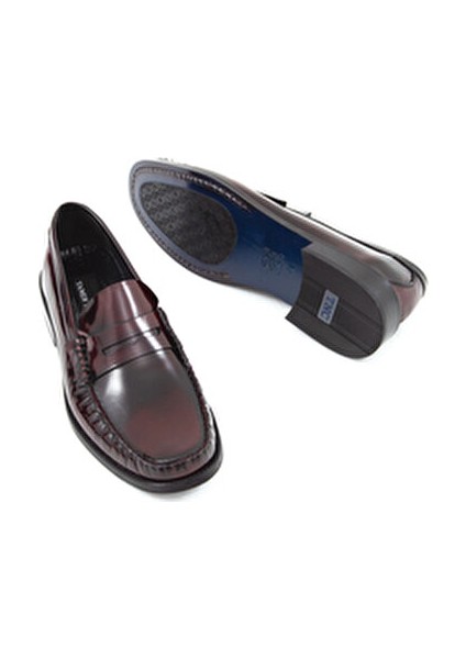 Erkek Deri Makosen Ayakkabı Bordo Kısa Topuklu Şık Tasarım