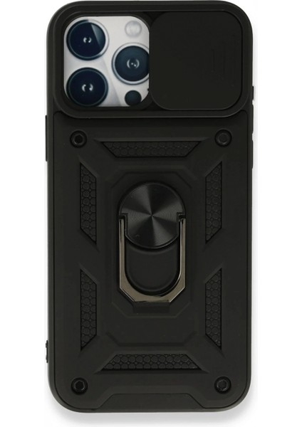 Ieg iPhone 15 Pro Max Kılıf Pars Lens Yüzüklü Silikon - Siyah