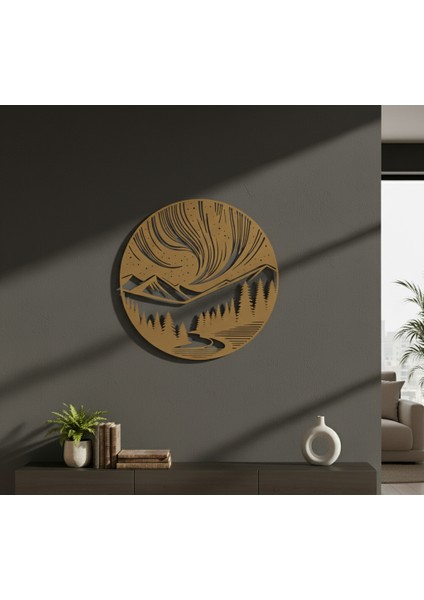 Kuzey Işıkları Çerçevesiz Dekoratif Ahşap Tablo fiyatları