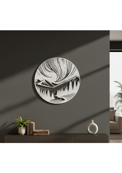 Kuzey Işıkları Çerçevesiz Dekoratif Ahşap Tablo