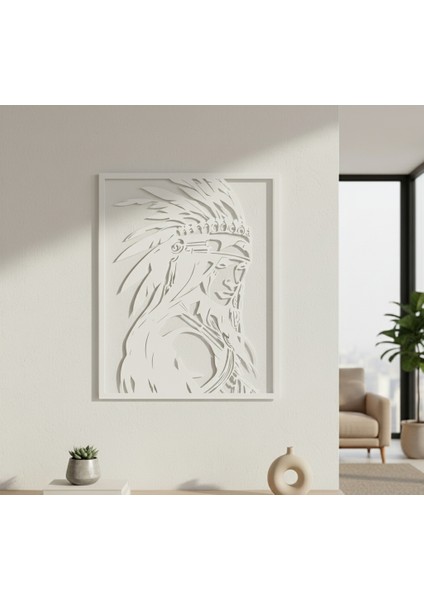 Kabile Şefi Çerçevesiz Dekoratif Ahşap Tablo