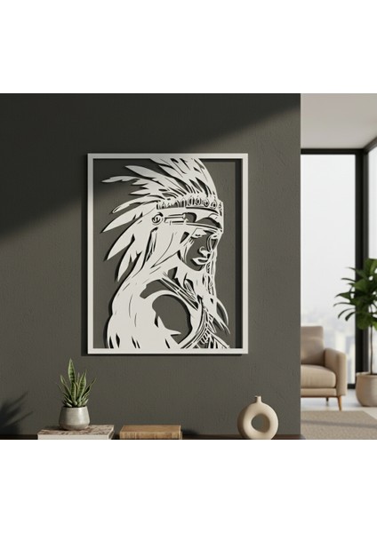 Kabile Şefi Çerçevesiz Dekoratif Ahşap Tablo fiyatları
