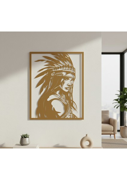 Kabile Şefi Çerçevesiz Dekoratif Ahşap Tablo modelleri