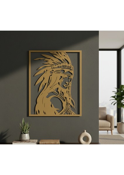 Kabile Şefi Çerçevesiz Dekoratif Ahşap Tablo fırsatları