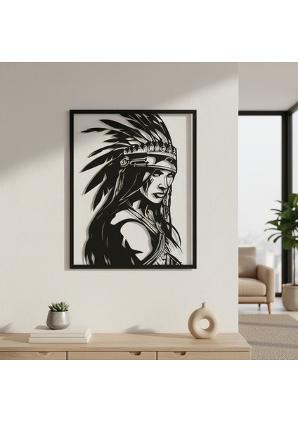 Kabile Şefi Çerçevesiz Dekoratif Ahşap Tablo indirimleri